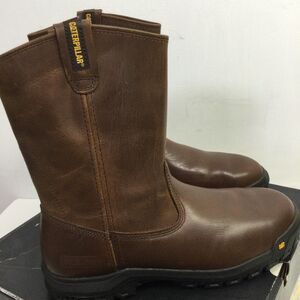 Caterpillar Work Boot Mens 11.5 M Summer Brown Drawbar Pull-On Steel Toe P91155